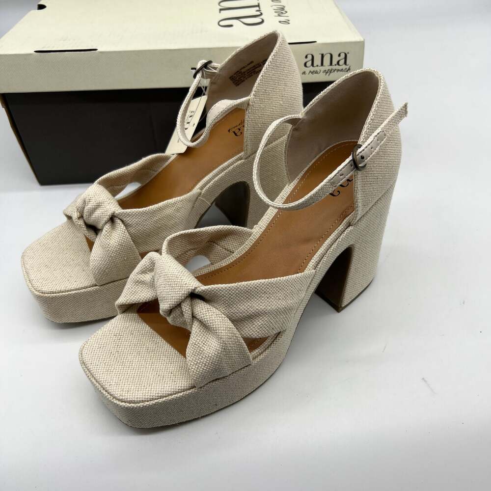 a.n.a Womens Holland Heeled Sandals Cream Natural Platform Size 8M